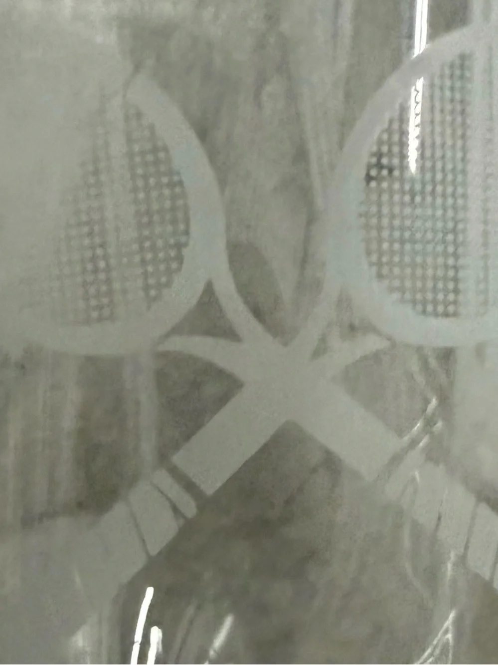 Stemmed Wine Glass Etched With Two Tennis Racquets